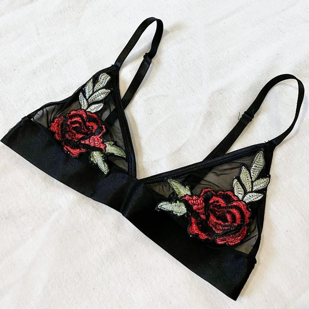 Embroidered Rose Bralette